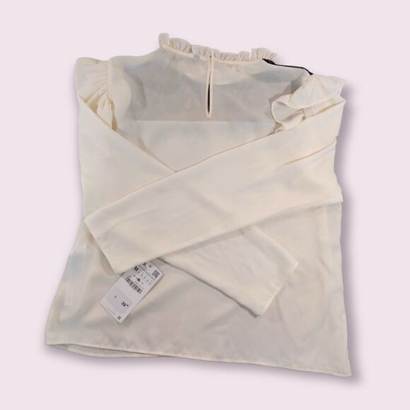 𝅺*nwt* Zara Contrast Blouse lace ruffle sleeve - Picture 5 of 10